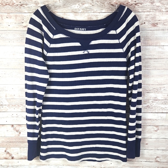 Old Navy Tops - Old Navy, Woman's Striped Navy and White Pullover